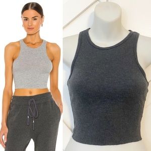 NWOT Free People Movement High Neck Ribbed Cropped Tank Top Gray Size Small $68